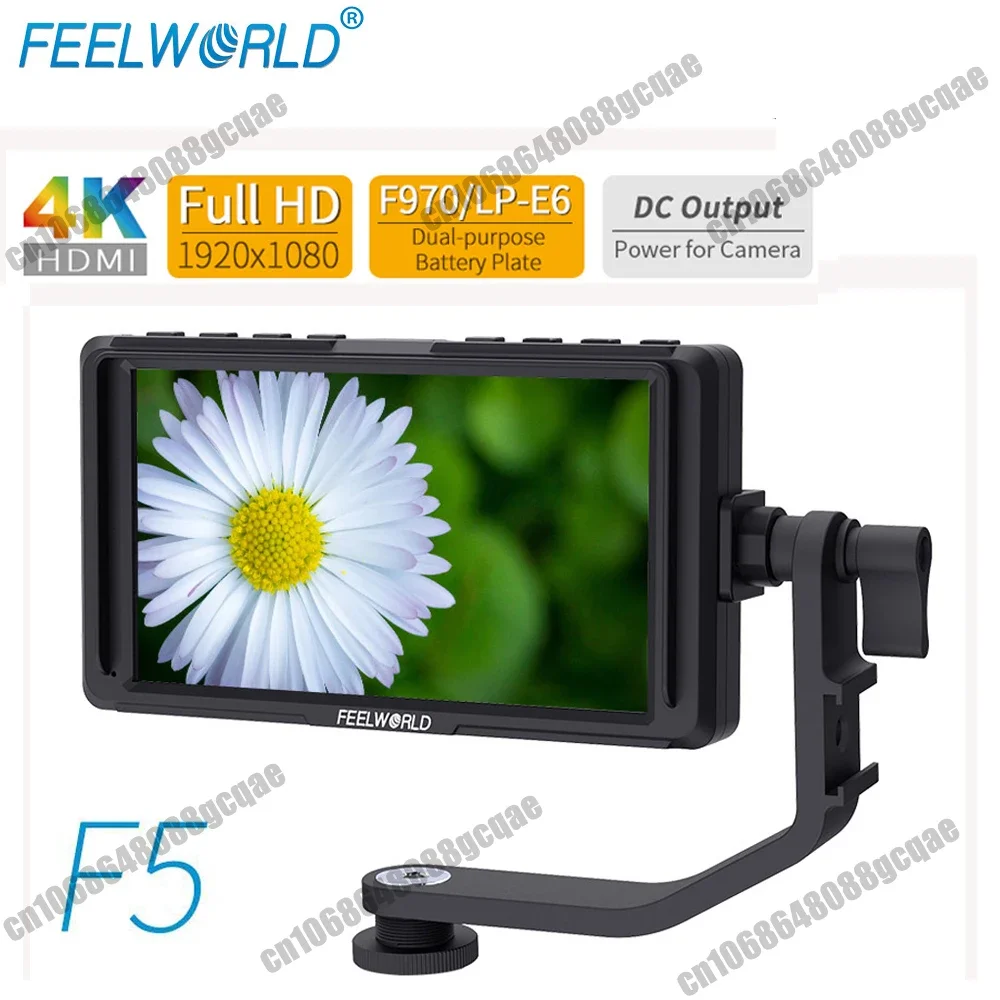 FEELWORLD F5 5 inch On Camera field monitor Full small HD 1920x1080 LCD DSLR monitor DC Power Tilt Arm for 4K HDMI Input Output