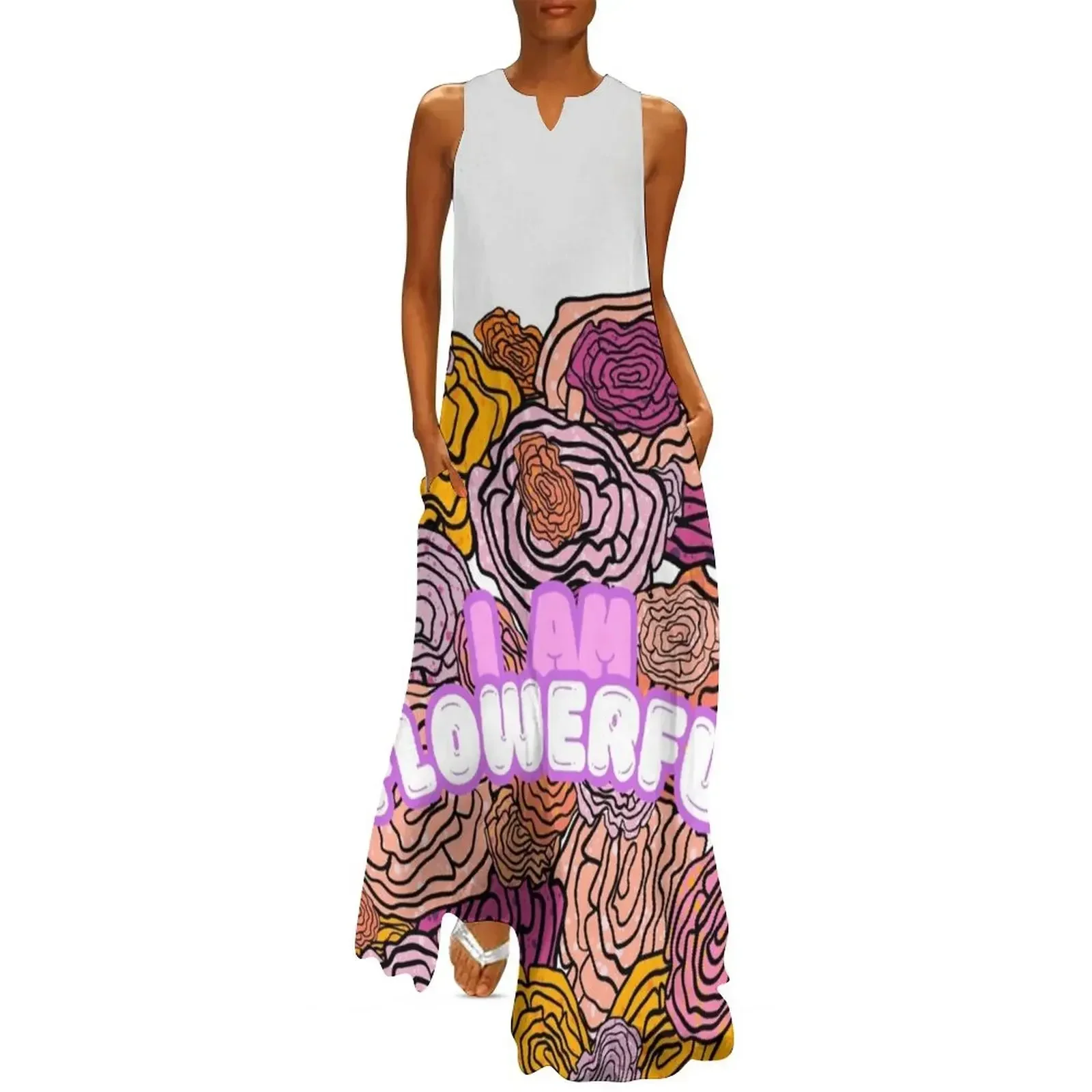 

flowery statement: I am flowerful Long Dress purple dress party dresses woman womens dress