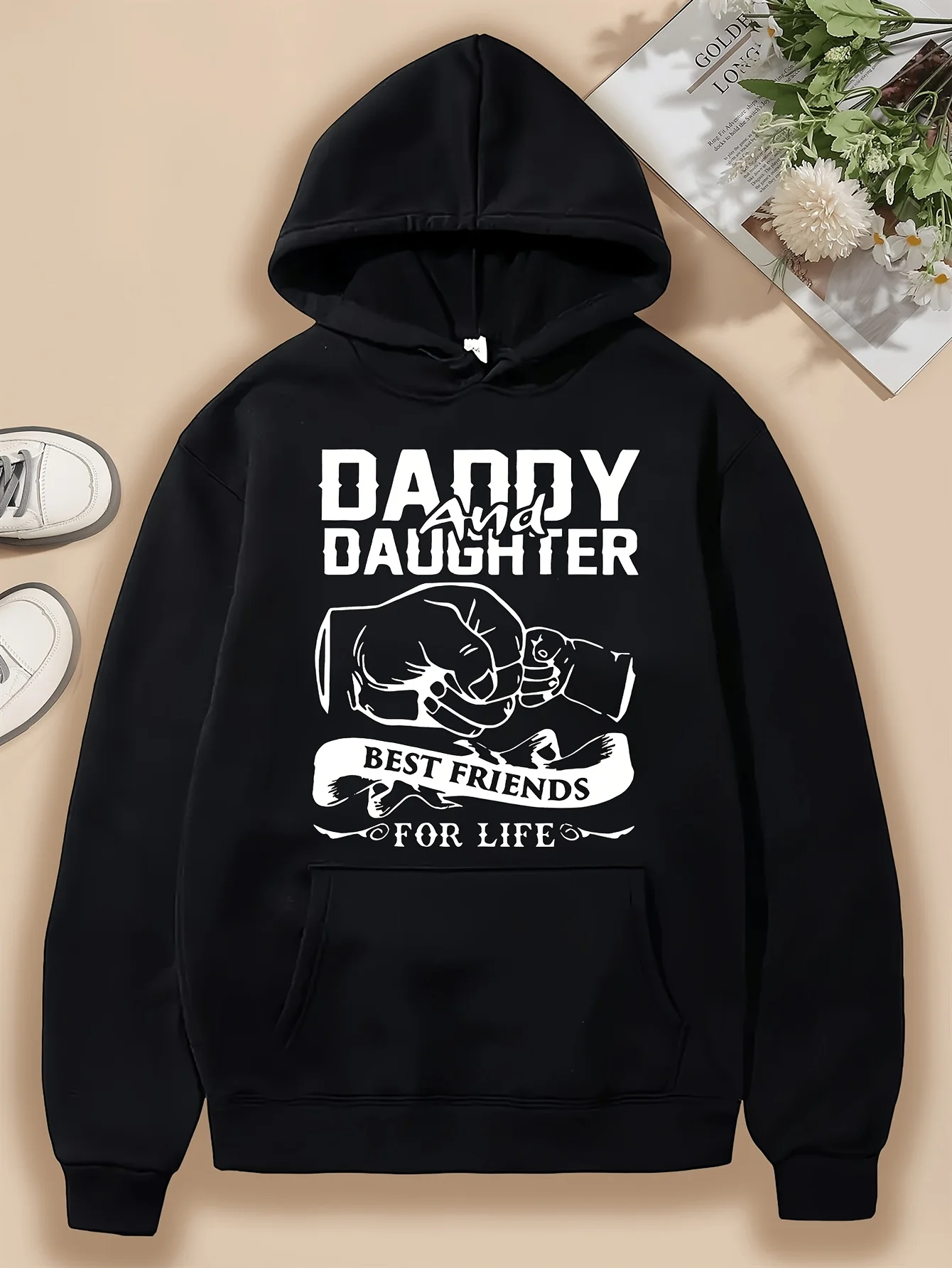 Men's Fun Matching Hoodie for Father and Daughter - Soft, Breathable, Lightweight Pullover with Printed Text and Graphic of Dad and Daughter, with Kangaroo Pocket, Father's Day Family Outfit Gift, Unisex Size, Machine Washable, Casual Pa Gift