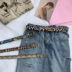 Nieuwe Vrouwen Luipaard Slang Zebra Patroon Slangenhuid Cos Huid Cryle Pin Gouden Gesp Riemen Voor Jurk Jeans Pakken