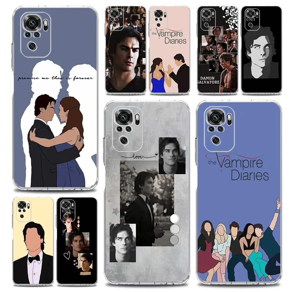 The Vampire Diaries Damon Phone Case For Xiaomi Redmi Note 13 12 5G 9S 9 8 10 11 Pro 4G 9T 13C 12C 10C 9C 9A 7 Clear Soft Cover