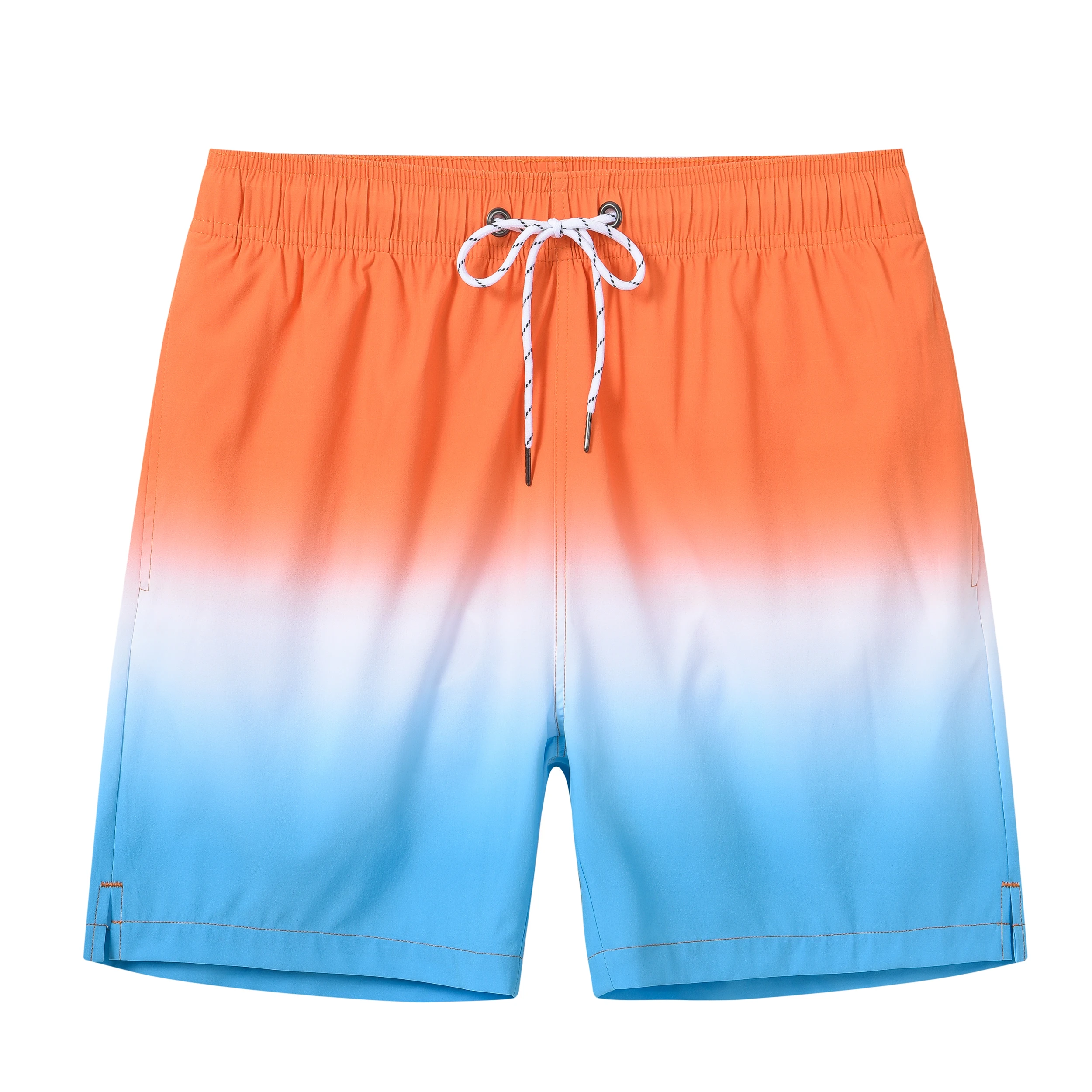 Men\'s Swim Trunks Gradient Swimming Shorts Quick Dry Beach with Zipper Pockets and Mesh Lining Fashion Swimsuit for Men