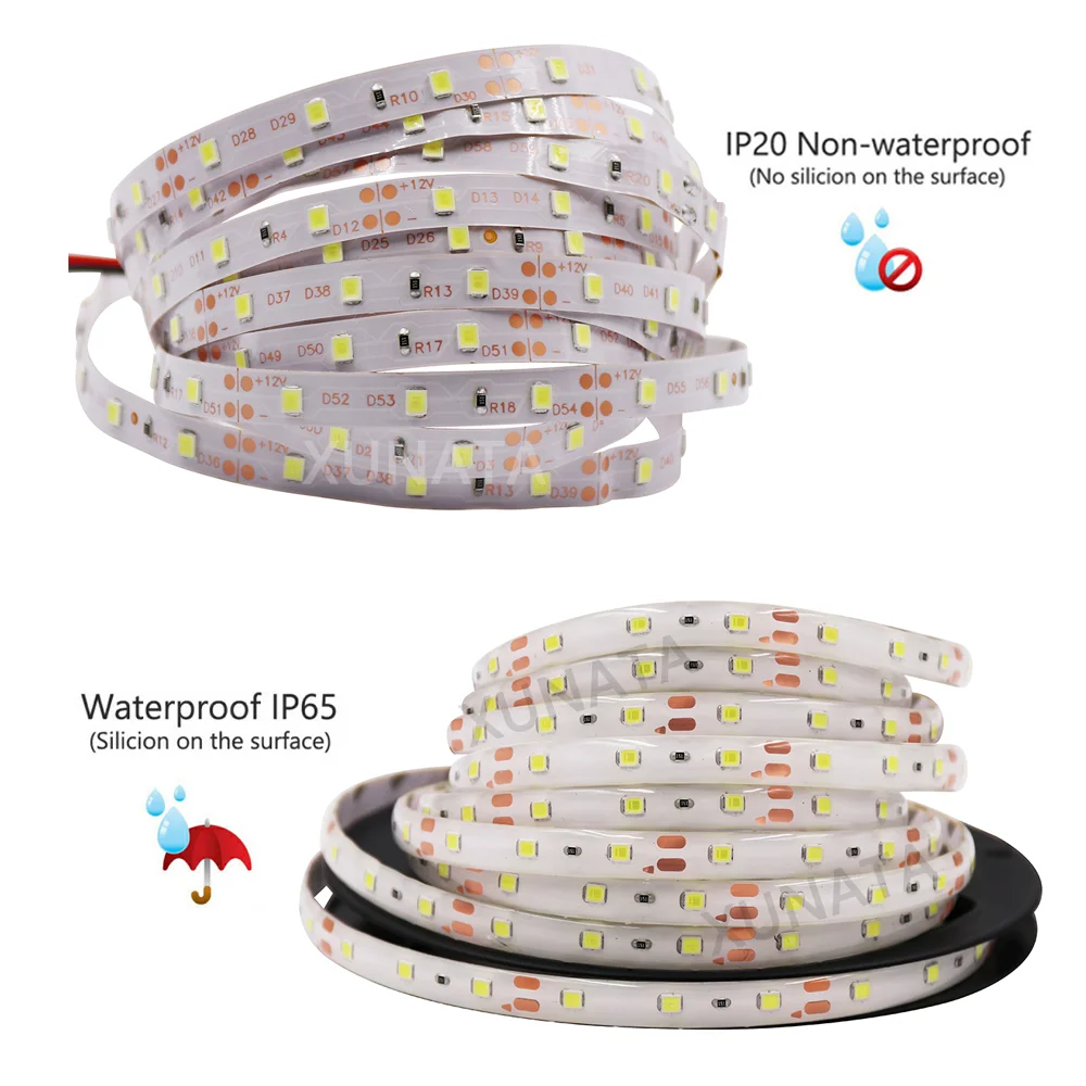 5M 300LEDs LED Strip 2835 DC12V 60LEDs/m Home Lamp Strip Red Blue Green Yellow RGB LED Tape Flexible and Cuttable Soft Lamp Bar