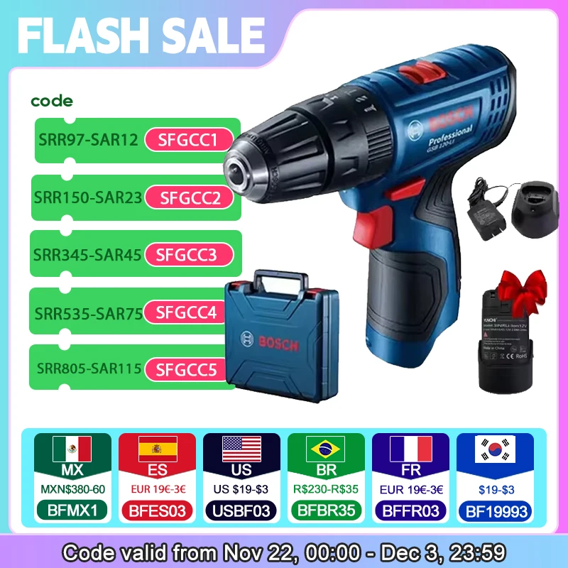 Bosch Professional Electric Drill GSR 120 Li 12V Cordless Drill Driver Electric Screwdriver Multi-Function Home DIY Screwdriver