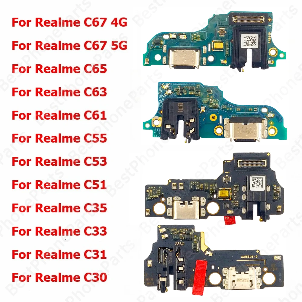 Charging Port For Realme C67 4G 5G C65 C63 C61 C55 C53 C51 C35 C33 C31 C30 Charge Board Usb Connector PCB Dock Plate Socket