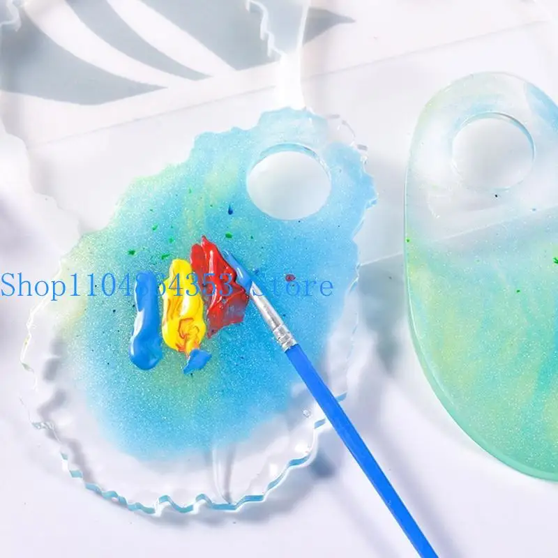 652F Eye Makeup Irregular Round Palette Panel Mould Resin Casting Mold Lace Big Tag Pendant Silicone Mold