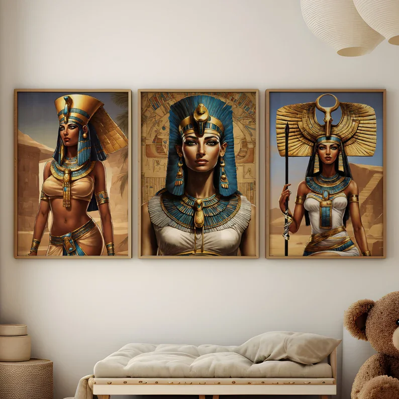 Ancient Egypt Mythology Goddess Woman Poster Canvas Painting Print Vintage Wall Art Picture Living Room Home Decor