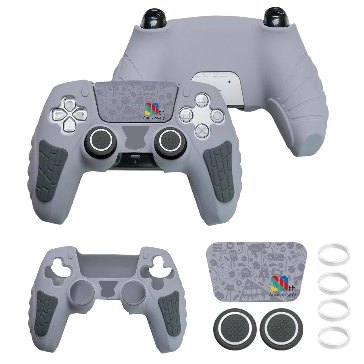 Controller Skin Shell for PS5 Controller Silicone Cover Case with 2 Rubber Thumb Grip Gaps Touch Pad Sticker For PS5 Fit In Dock view 3
