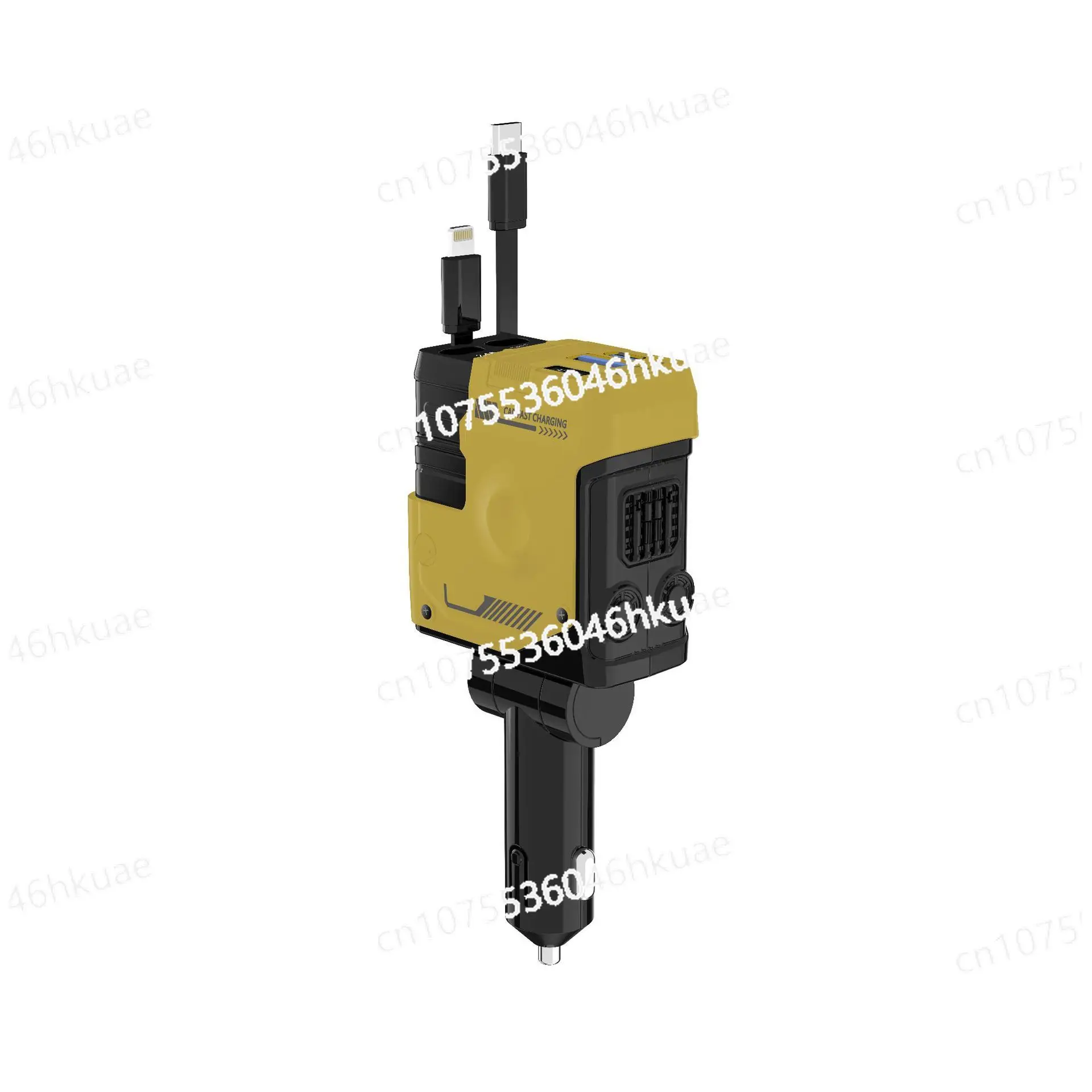 

Cross-border Car Charger, Super Fast Charging,Telescopic Cable, Mecha Decorative Wind Screen Display Four-in-one