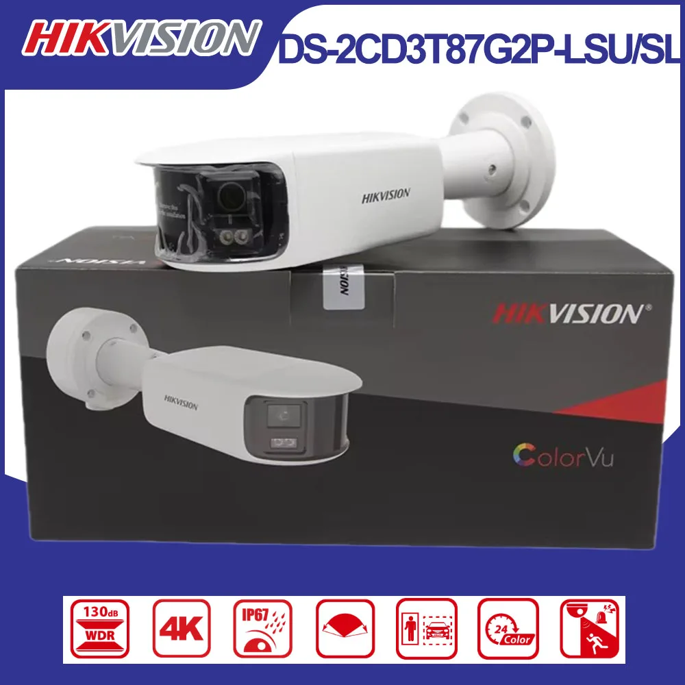 Hikvision DS-2CD3T87G2P-LSU/SL (C) 4mm 8MP ColorVu PoE Bullet IP Camera 4K Outdoor Security CCTV with Two-Way Audio IP67 H.265+
