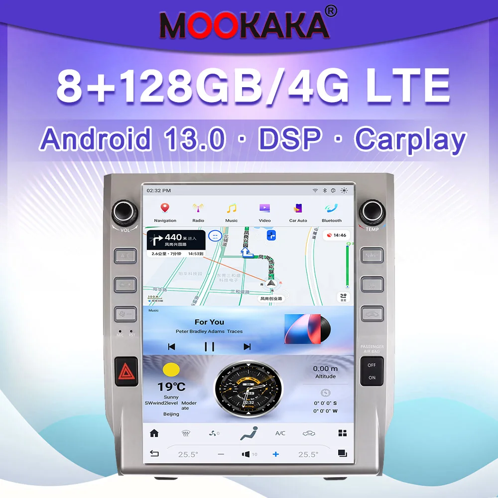 

12.1 Inch Qualcomm Android 13 Car Stereo For Toyota Tundra 2014-2019 Wireless CarPlay GPS Navigation DSP 2K IPS Touch Screen 4G