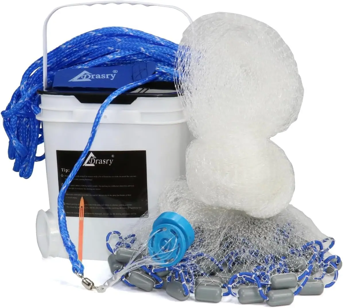 Red de Pesca de Agua Salada Resistente con Plomos de Alta Resistencia, Múltiples Tamaños de 3 a 9 Pies para la Captura de Cebo