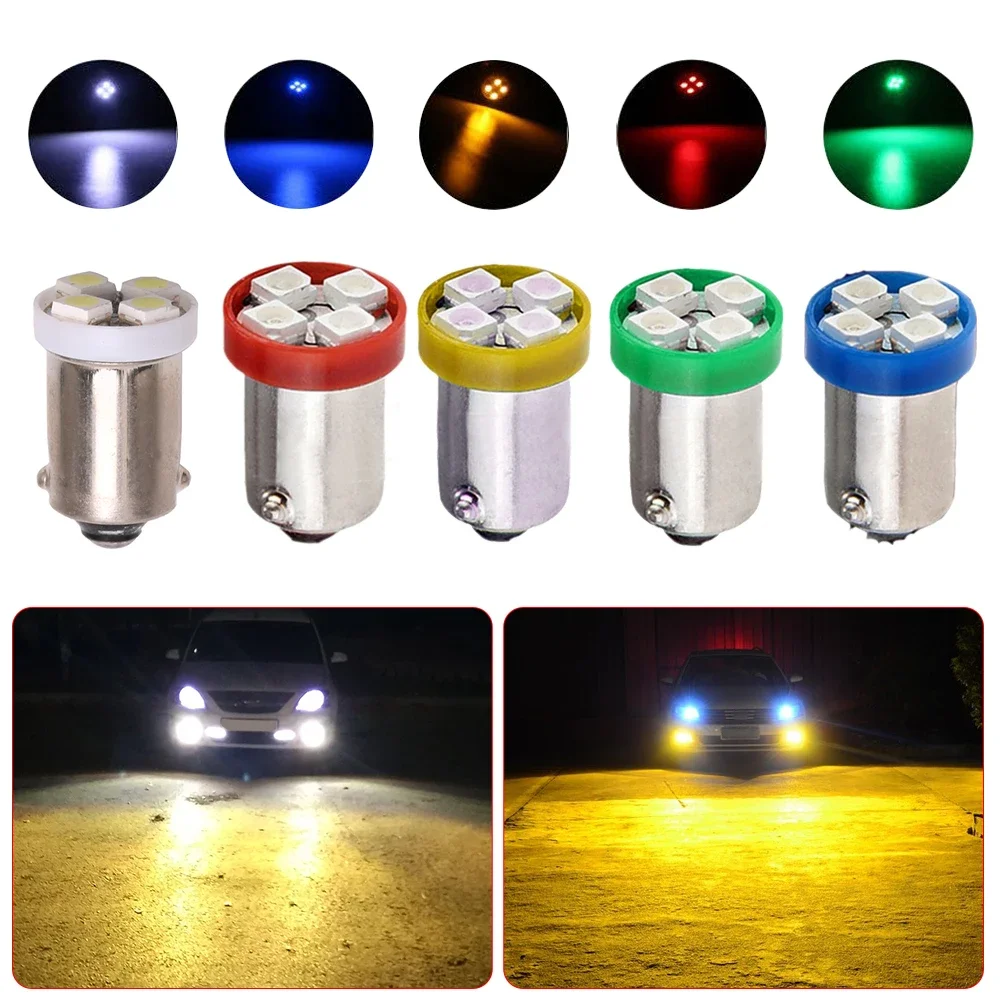 10Pcs/Set Truck Reading Lights 12V BA9S T4W T11 1210 4 SMD LED Bulbs White Blue Red Green Amber Map Light 4 LEDs Auto Car Lights