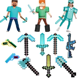 Game minecraft Design Blue Diamond Sword My world Soft EVA Foam Toy steve Sword ax Kids Lovely Toys For Children cosplay gift