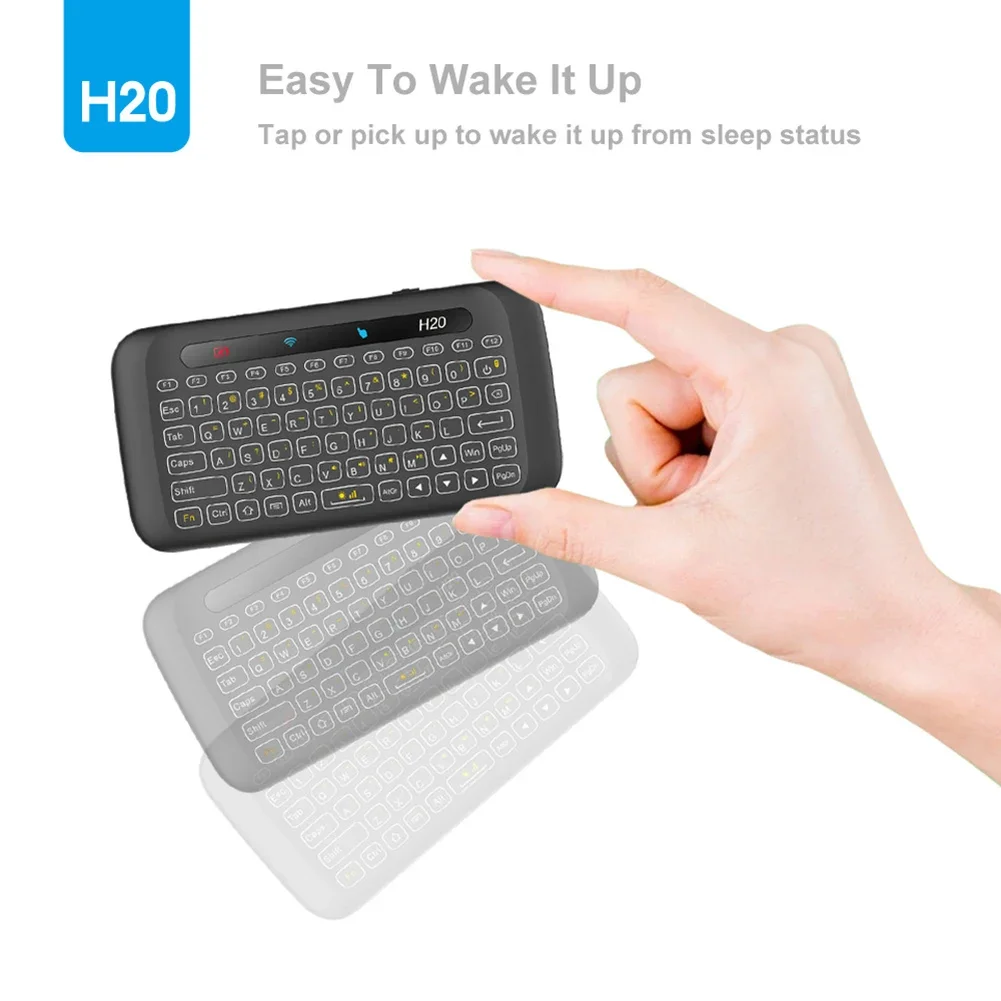 H20 Mini 2.4Ghz Wireless Keyboard Backlight Touchpad Air Mouse IR Leaning Remote Control for Andorid Box Smart TV Windows