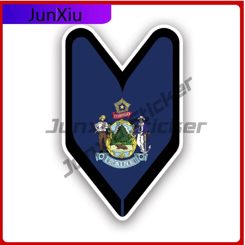 Maine Driver Badge Sticker Waterproof Outdoor Cool Window Waterproof Vinyl Decal For Outdoor Safety Warnings Unique High Quality