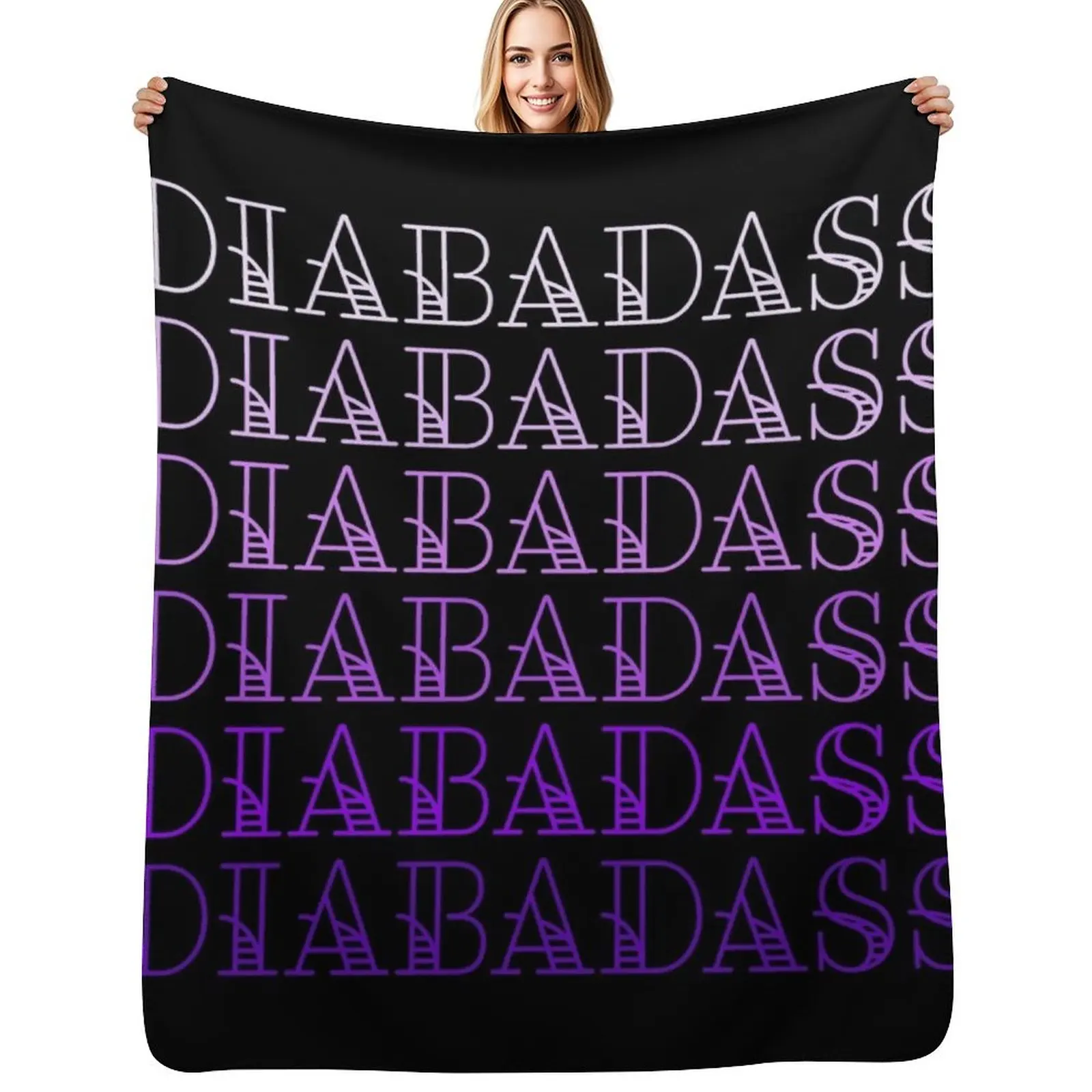 Pink Diabadass Throw Blanket Color Fast Cozy Throw Blanket