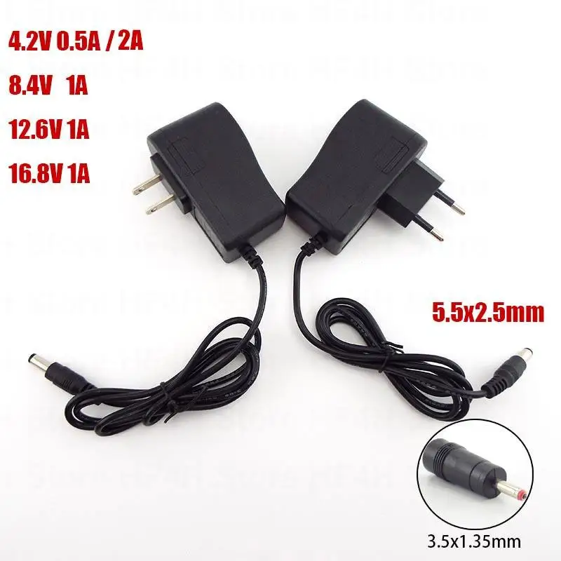 AC 100-240V DC 4.2V 8.4V 12.6V 16.8V 1A 1000MA Adapter Power Supply 8.4 12.6 16.8 V Volt charger plug 18650 lithium battery B4