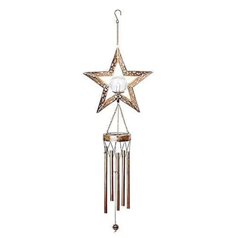 

Solar Wind Chimes For Outside,Star Crackle Glass Ball Wind Chime With Warm LED Light And Waterproof,For Garden,Patio,Etc