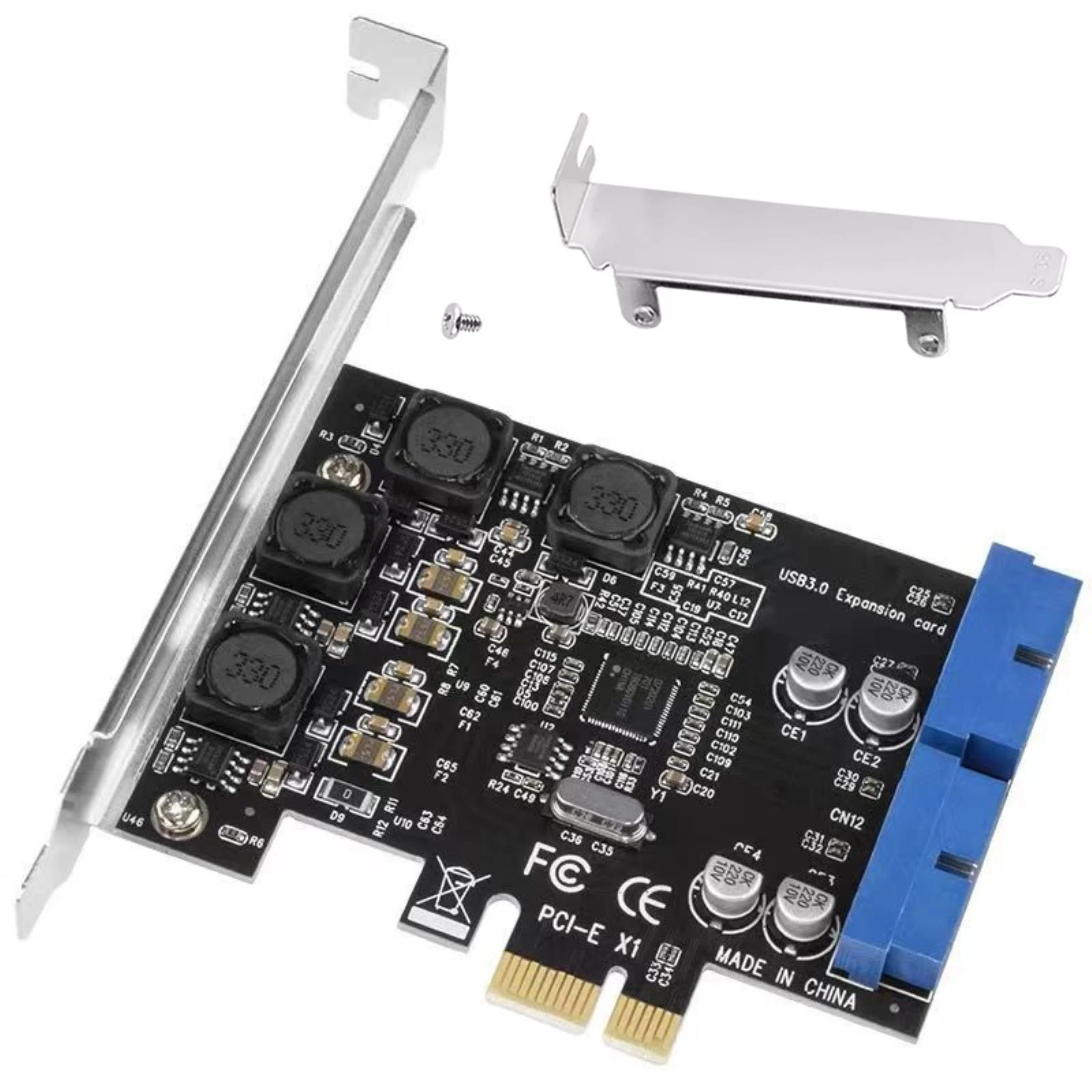

PCI Express USB 3.0 PCIE to Internal 2 Port 19Pin Header USB 3.0 Up to 5Gbps Expansion Card High Speed For PCI-E X1 X4 X8 X16