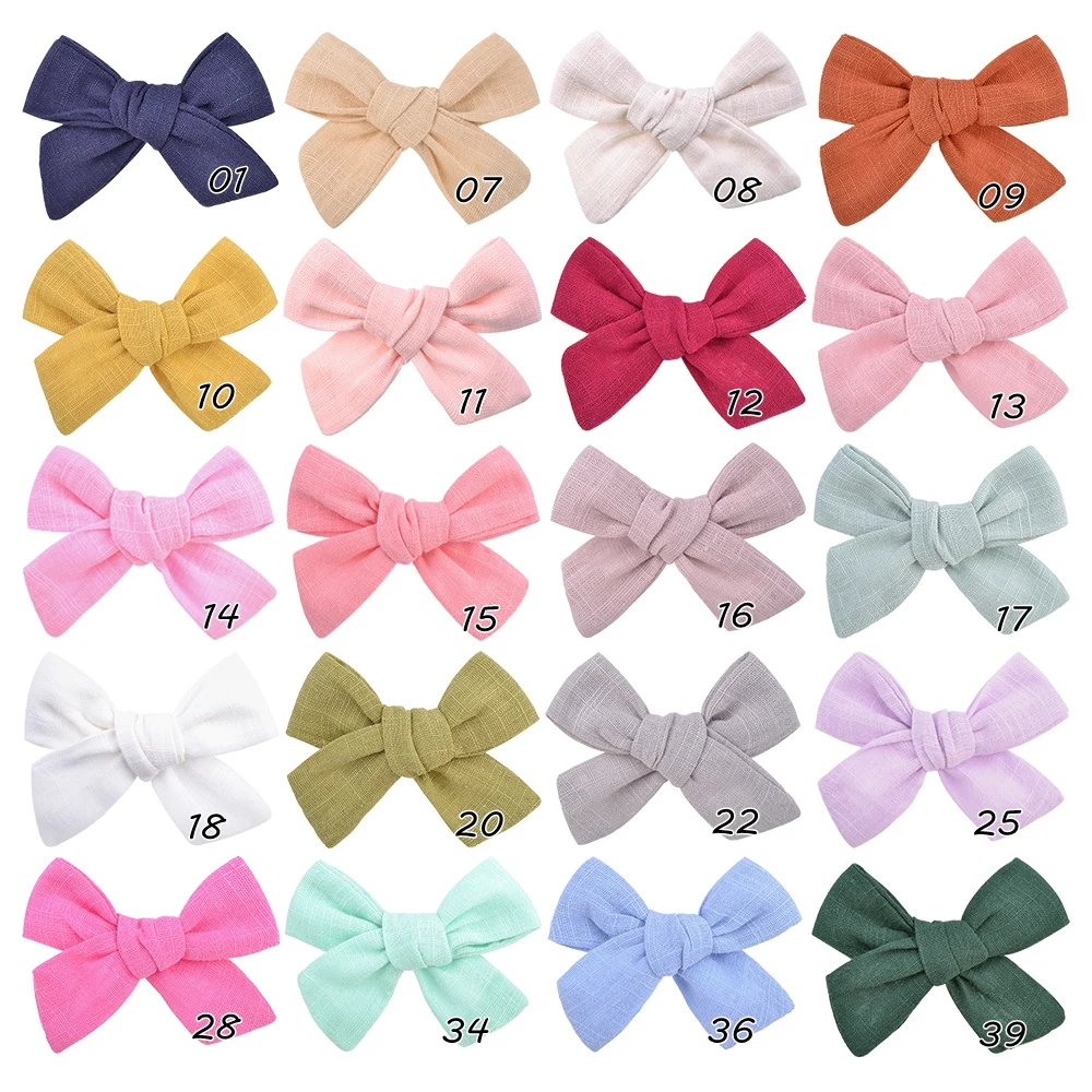 1PC Solid Cotton Hair Bows Hair Clips For Baby Girls Boutique Hairpins Barrettes Headwear Kids Hair Acesssories