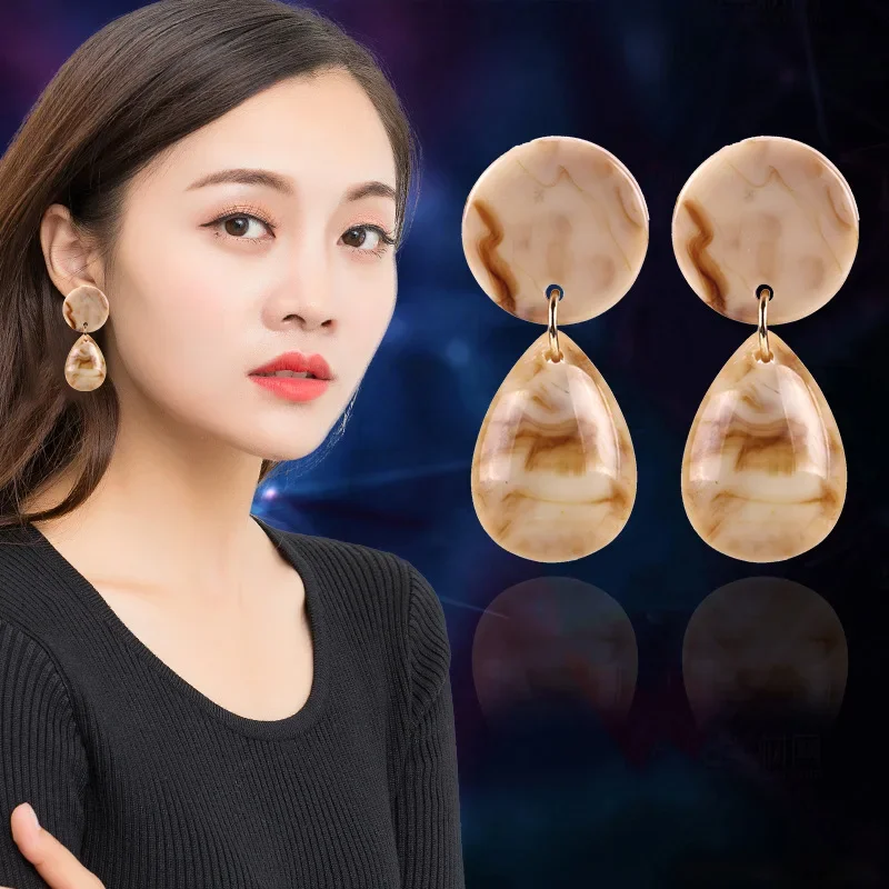 2025 Sui Jue Accessories Retro earrings, water-drop earth color leopard print earrings, ear clips, and elegant stud earrings