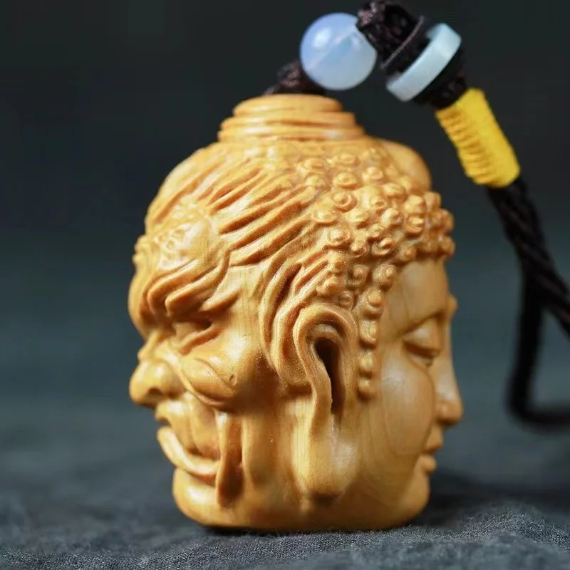 A read between Buddha and magic natural solid wood carving men portable disc play hand piece play car pendant