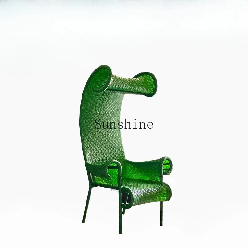 Outdoor rattan chair green art armrest casual rattan sofa waterproof furniture queen chair