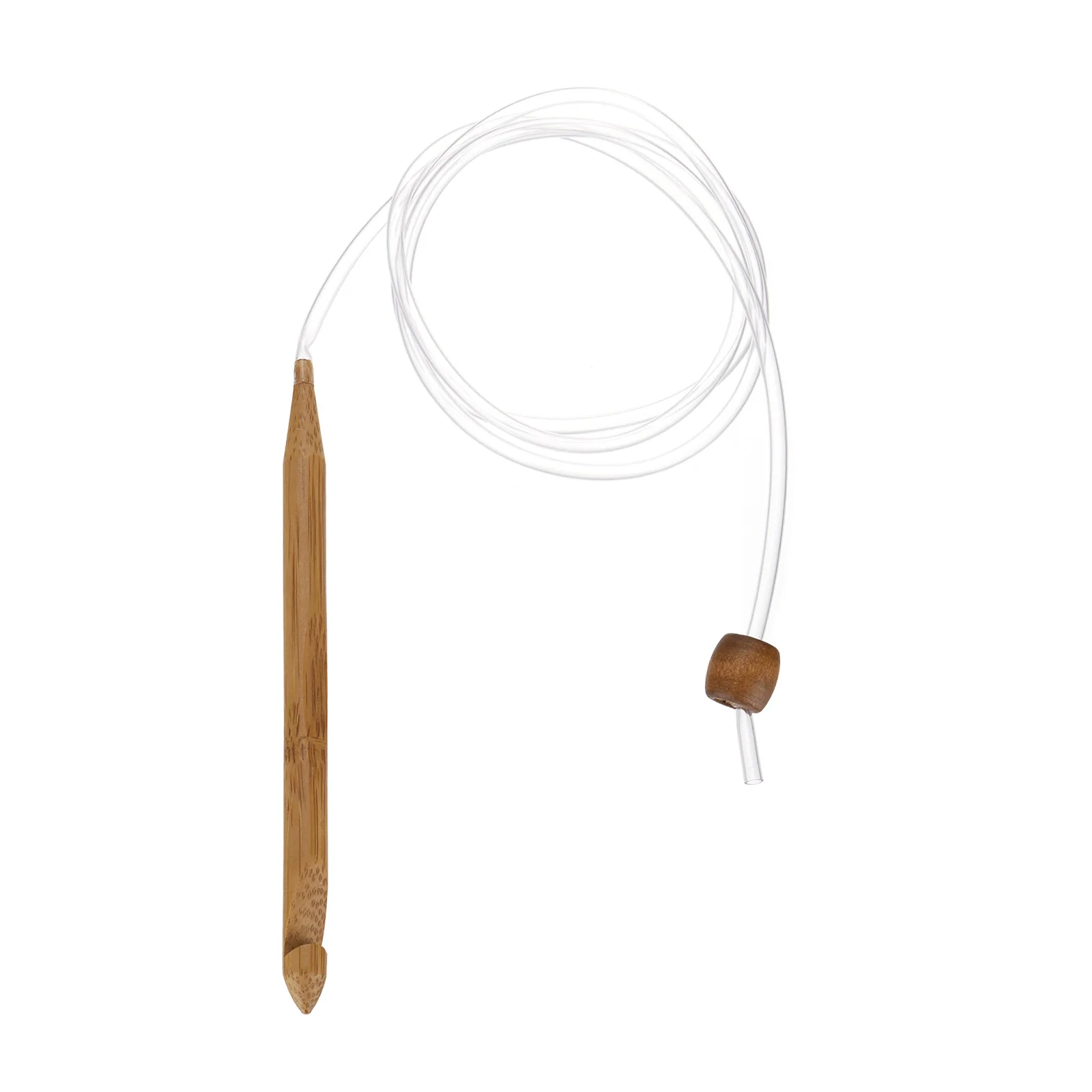Uxcell Bambus-Tunis-Häkelnadeln, Rundstricknadeln aus Holz mit Kabel und Perlenende zum Weben, Häkeln und Basteln mit Garn