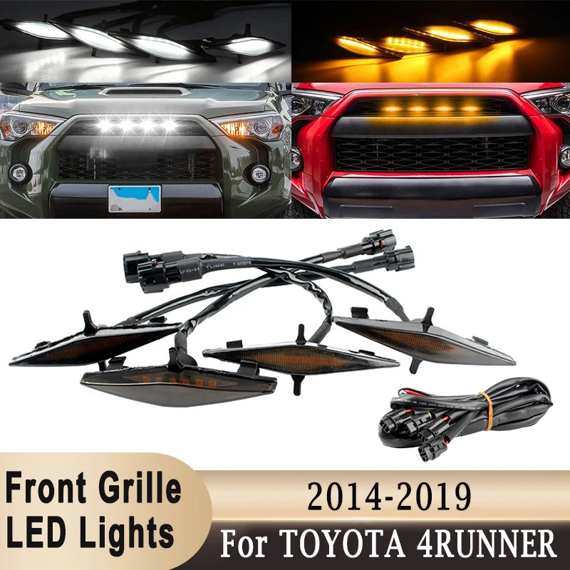 

Front Grille LED Lighting Kit 6LED with Wire Harness for TOYOTA 4RUNNER 2014-2019 Amber White Daytime Running Light Fog Light