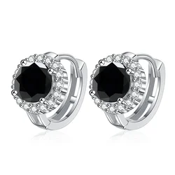 JCE116 Lefei Fashion Classic Moissanite Exquisite Fine Black Desgin Color Sunflower Earrings Women Silver 925 Party Jewelry Gift