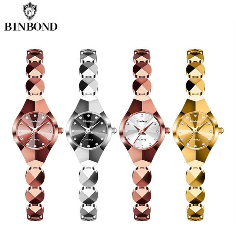 BINBOND Casual Fashion Quartz Watches Women Top Brand Luxury Stainless Steel Strap Waterproof Watch Elegant Business Women Watch