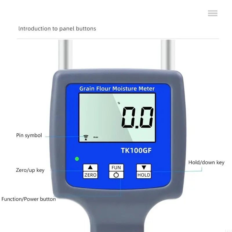 2025 New Grains Meter with Anti Slip Handle for Wheat Bean Variety Grains Moisture Tester Large Display Grains Humidity Meter