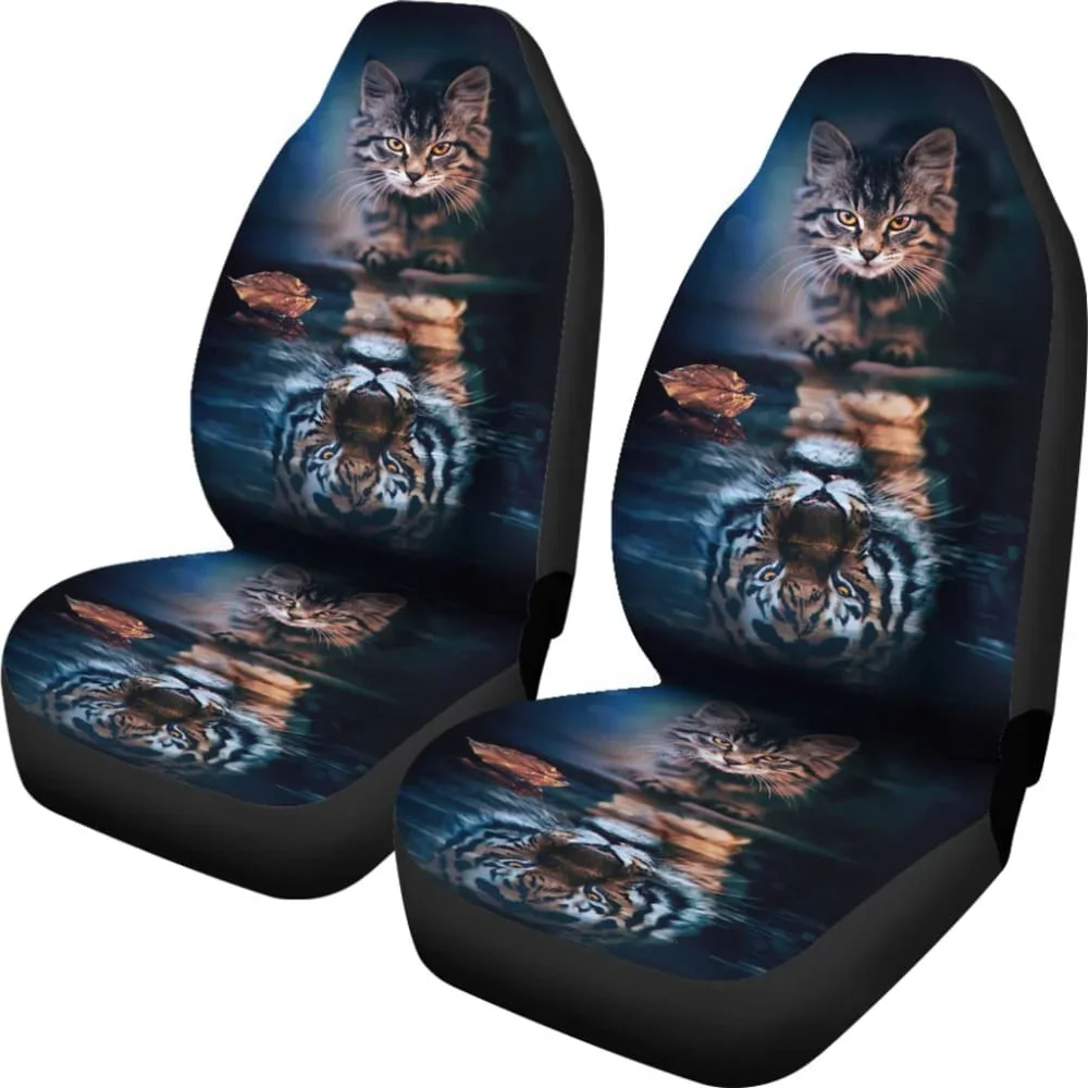 Cat Dream Become Tiger Car Seat Covers 211103,Pack of 2 Universal Front Seat Protective Cover