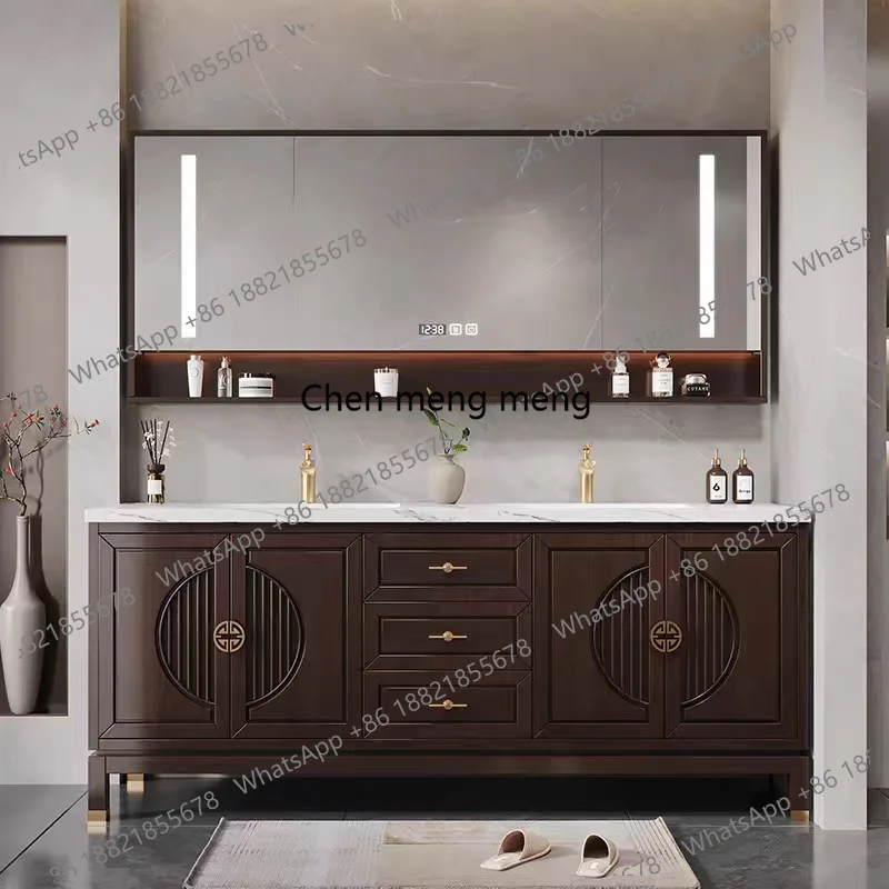 

New Chinese-style Bathroom Cabinets Double-basin Combination Bathroom Cabinets Solid Wood Home Furniture In Particolare