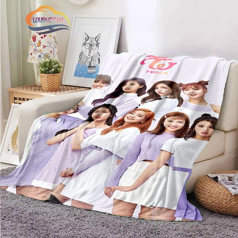 Kpop Blanket TWICE Girl Group fashion Printed Flannel  트와이스Fans Gift Sofa Office Bed Warm  Girls Bedroom Bedspread