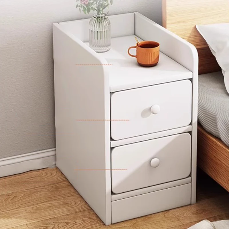 

White Cheap Nightstand Small Low Decor Bedroom Mobile Bedside Table Cabinets Drawers Luxury Storage Muebles Salon Furniture