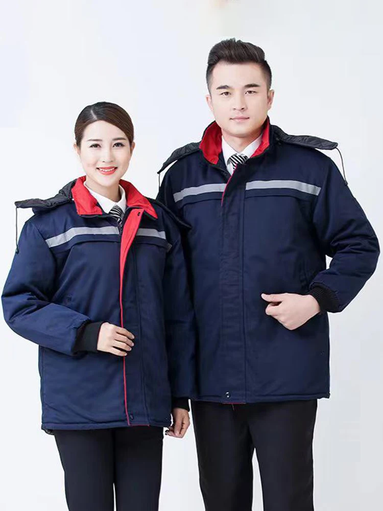 بدلة عمل شتوية عاكسة قابلة للفصل معطف معزول حراري لمحلات إصلاح البناء ملابس عمل متعددة المشاهد