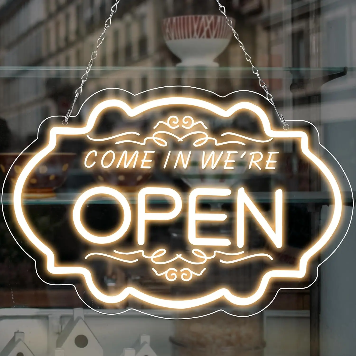 

COME IN WE ARE OPEN USB неоновая вывеска в форме облака неоновый свет с регулируемой яркостью для кафе, окна, салона, бара, вечеринки, бизнес-декора