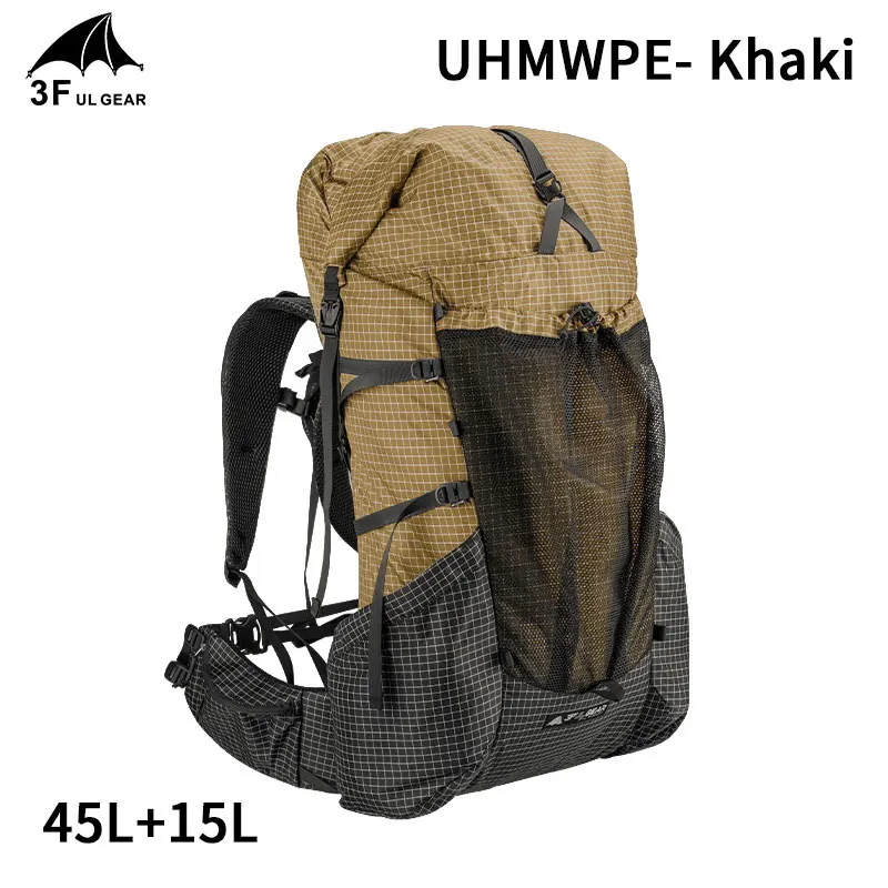 

3F UL GEAR 45+10L YUE Camping Outdoor Ultralight Backpack Women/Men Sport Bag X-PAC Breathable Bag Rucksack Adjust System