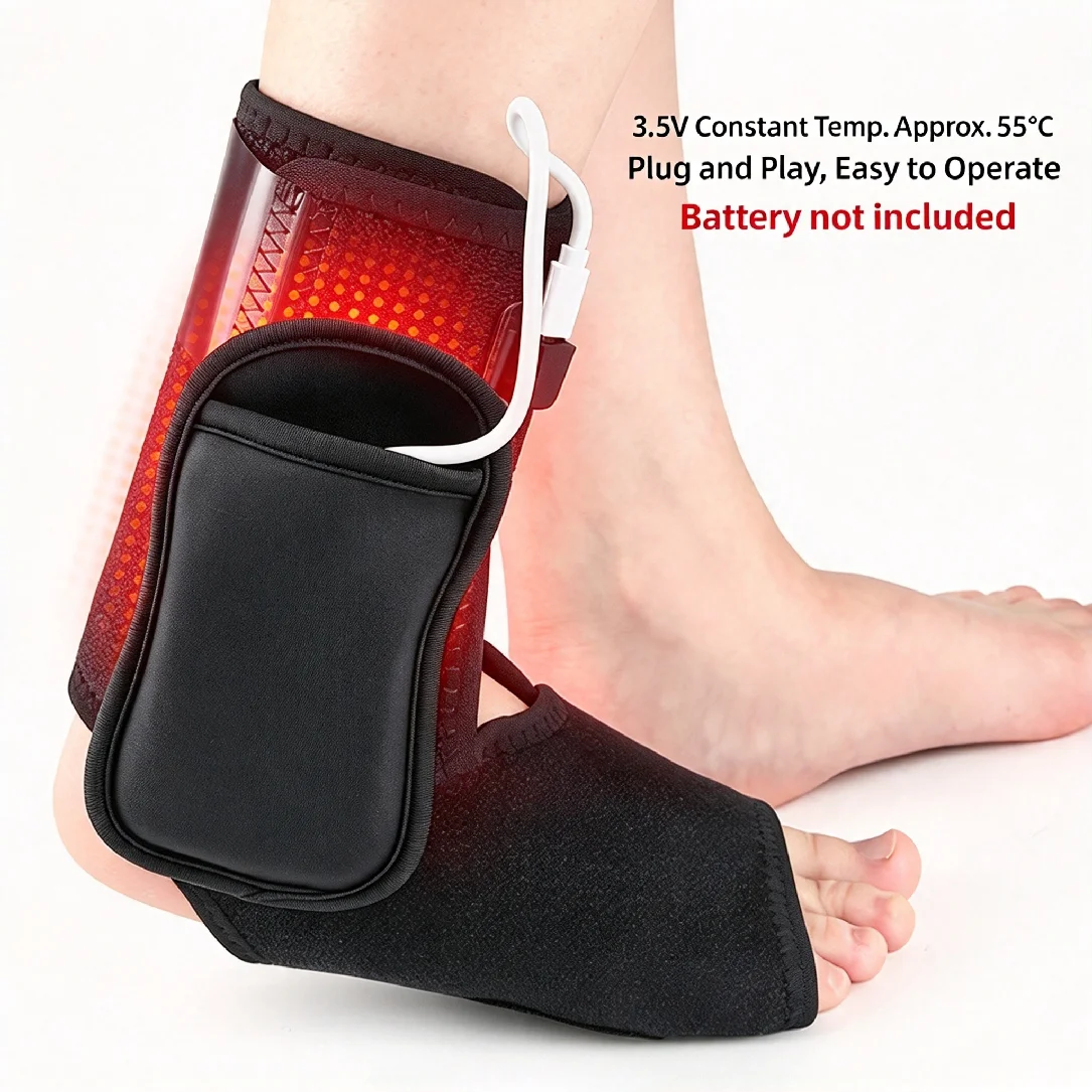 New USB Heated Ankle Brace, Thermostatic Heat Therapy Ankle Wrap, Warm Support for Ankle Joint Pain Relief