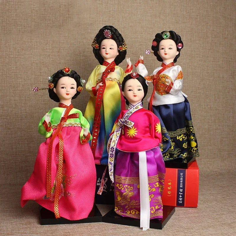 24CM Korea Hanbok Traditional Resin Doll Furnishing Decorative Crafts Doll Creative Adorable Doll For Wedding Ornaments