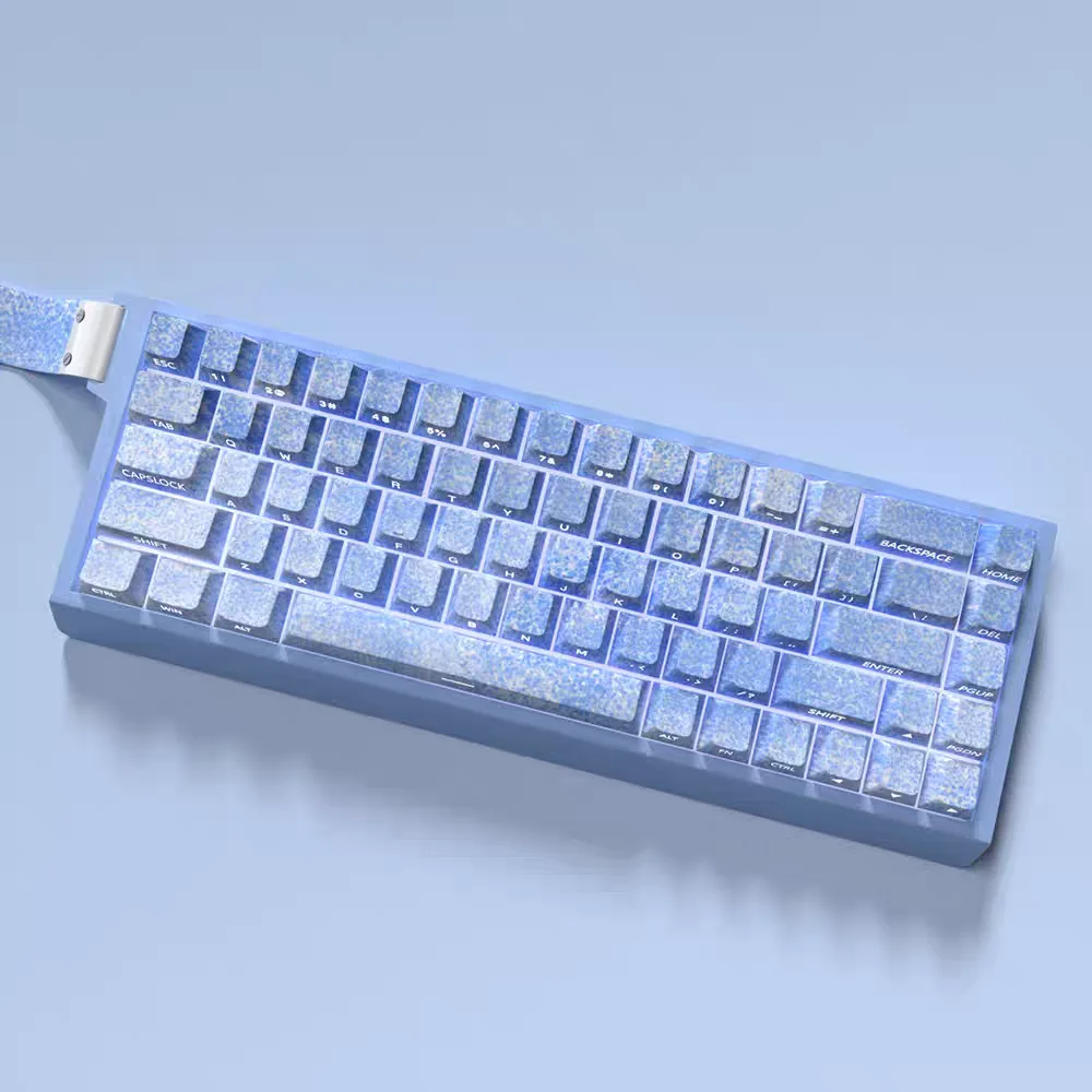 Ink Painting Style Cat Pattern PBT Keycaps Transparent Side Print Suitable For Mini Magnetic Axis Mechanical Keyboard