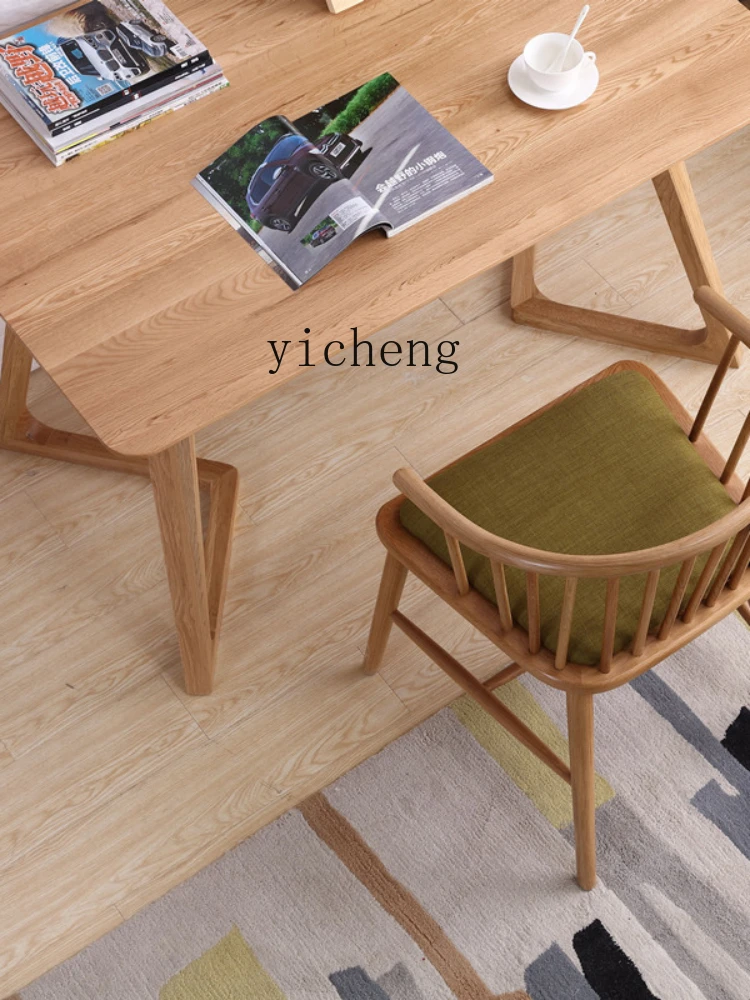 Solid Wood round-Backed Armchair White Oak Dining Chair Windsor Chair Princess Single Armrest Desk