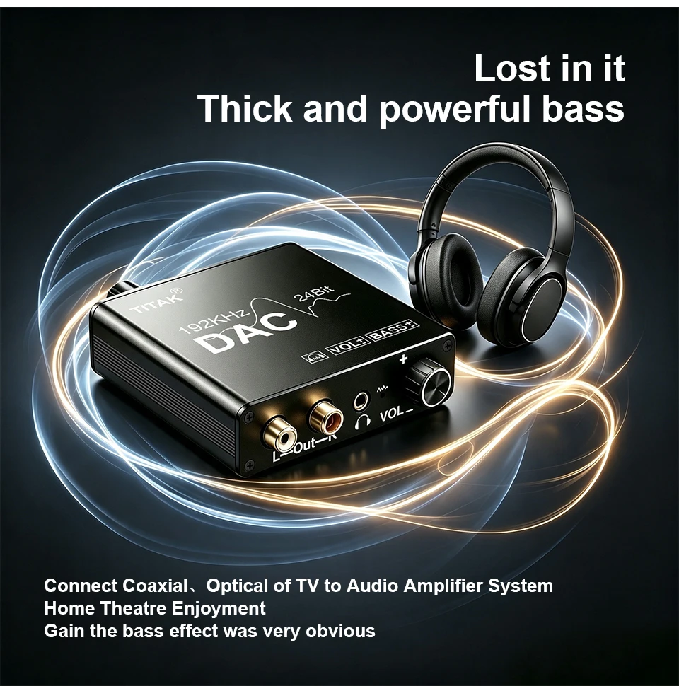 192-kHz-DAC-Digital-Analog-Audio-Konverter, tragbarer Kopfhörerverstärker, Toslink-auf-RCA-Adapter für TV, DVD, PS4, HiFi, USB-Stromversorgung – Detail 5