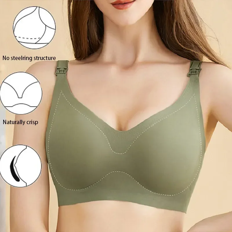 Ultra Thin Laser Cutting Ladies Feeding Bra Removable Padded Breastfeeding Bras Plus Size Push Up Maternity Nursing Bra