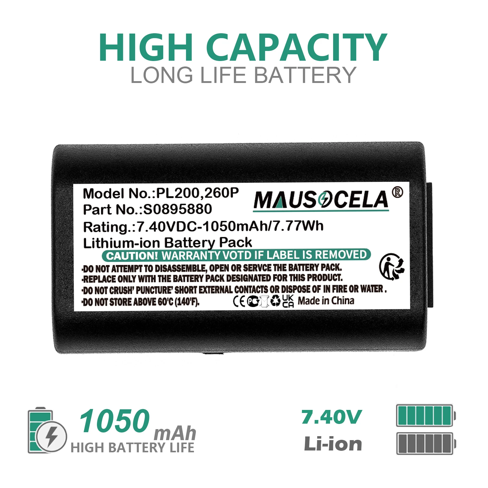 Portable Printer Battery For 3M&DYMO:14430,1758458,S0895880,S0915380,W003688,PL200,260P,280,PnP,280P,LabelManager 280P,260P,PnP
