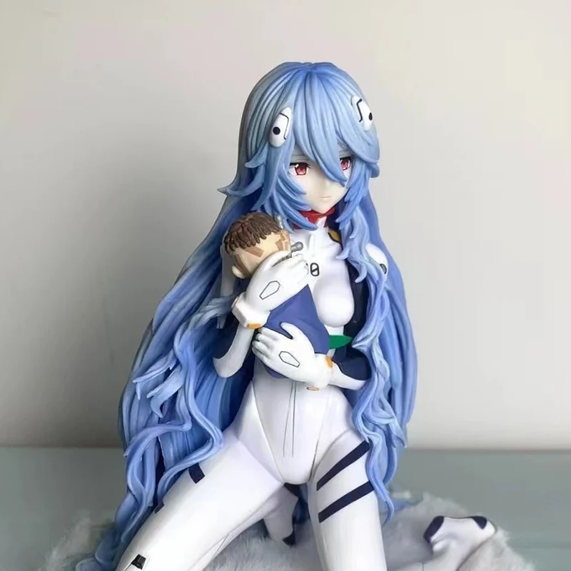 Anime rei estatueta néon genesis evangelion figura cabelo longo rei ayanami figuras eva sentado modelo 15cm pvc coletive decoração brinquedos