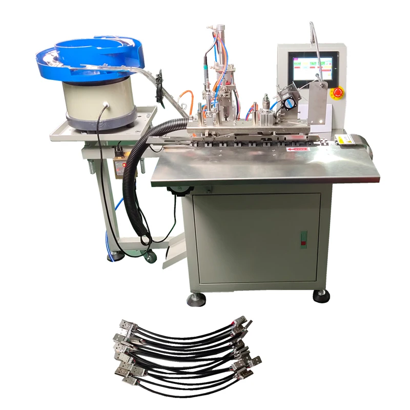 Hot sale Automatic USB data cable cutting stripping soldering making machine wire connector welding machine Micro Iphone Type C