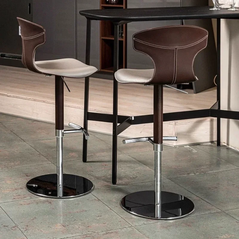 

Nordic Minimalist Bar Stools Modern Stainless Steel Adjustable Swivel High Chairs Ergonomic Adults Taburetes De Bar Furniture